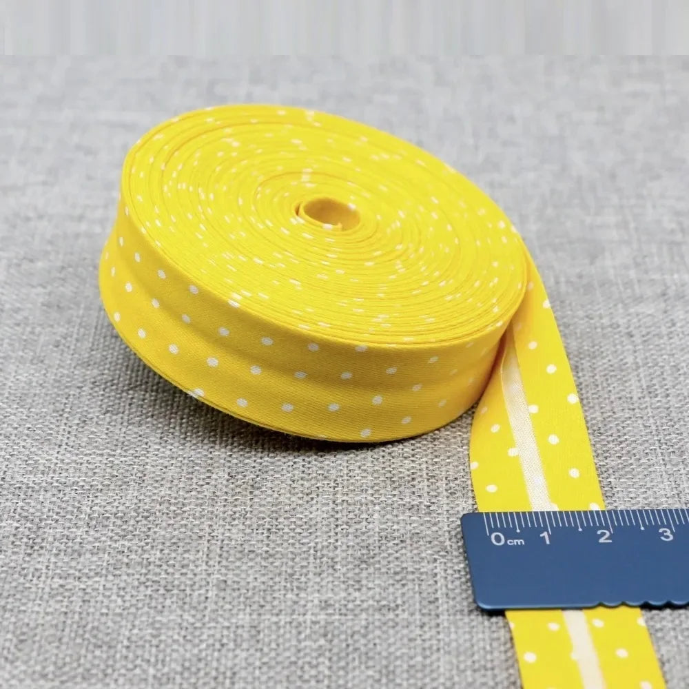 20mm Dot Print Bias Binding Tape 5m or 10m - Cotton Bias Tape for Sewing & Crafts