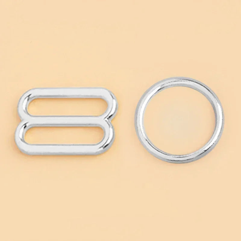 50 Sets O-Ring Metal Bra Buckles - Strap Connectors for Lingerie & Swimwear (6-15mm)