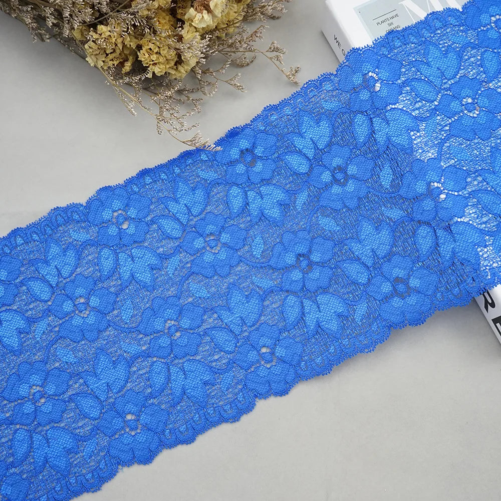 1 Meter Wide Elastic Lace 16cm - Stretchy Floral Embroidered Lace for Clothing & Skirts