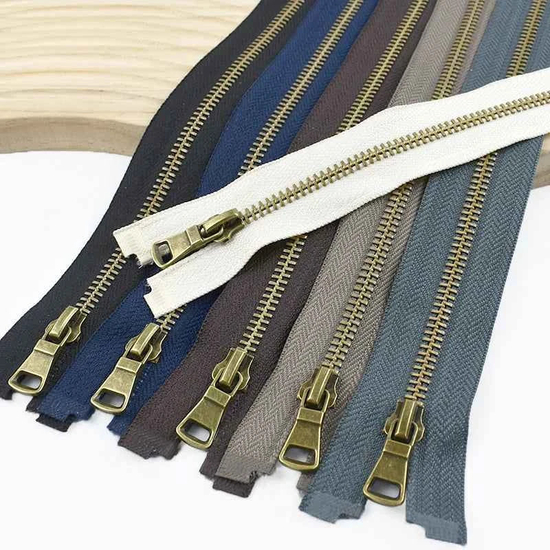 2-5 Pack 5# Bronze Metal Zippers - 50-70cm Open-End Zippers for Jackets & Garments