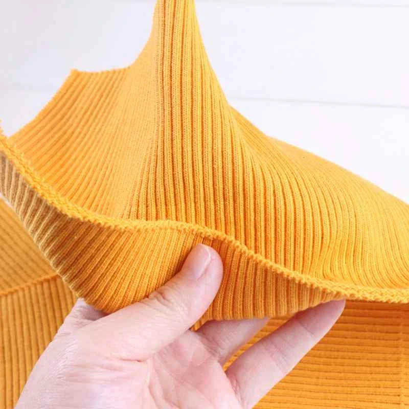 1 Yard Pure Cotton Stretch Rib Knitted Fabric - 17cm Wide for Necklines, Cuffs & Hems