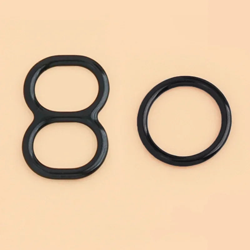 50 Sets O-Ring Metal Bra Buckles - Strap Connectors for Lingerie & Swimwear (6-15mm)