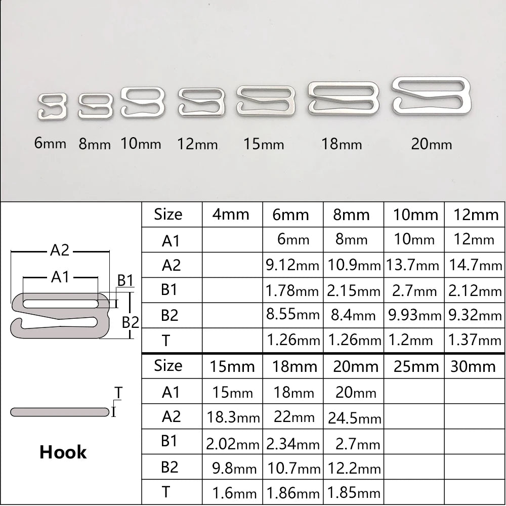 20-Pack Bra Hooks - Various Sizes & Colors for Bra Making & Lingerie