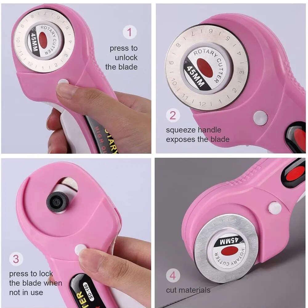 Rotary Cutter 45mm diametre with 5pcs Replacement Blades & Sewing Clip