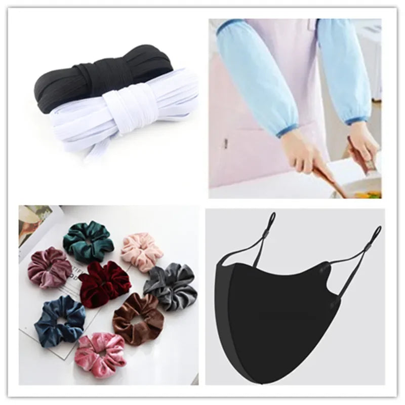 6mm Elastic Band - Multi-Color Polyester Spandex Elastic for Sewing & Lingerie (5m-40m)