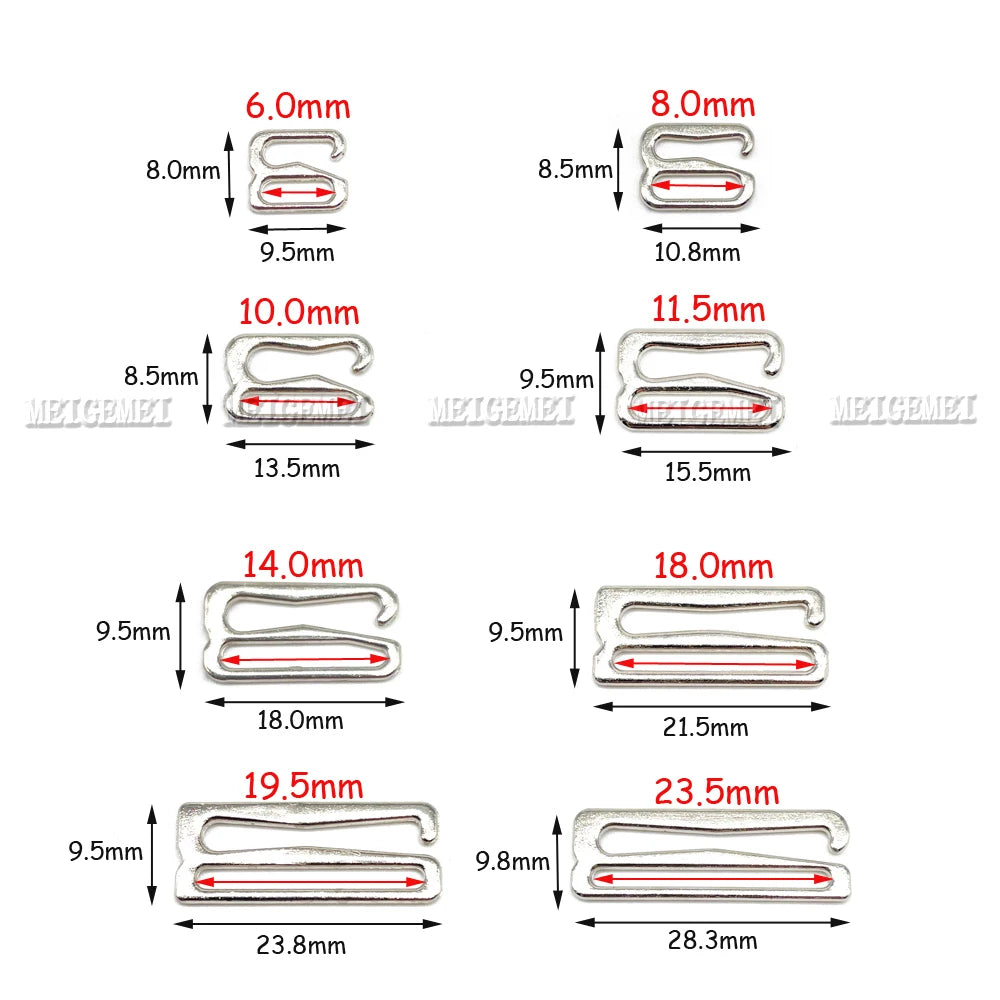 100-Pack Metal Bra Rings & Sliders - Strap Adjusters for Lingerie & Bra Making (6-25mm)