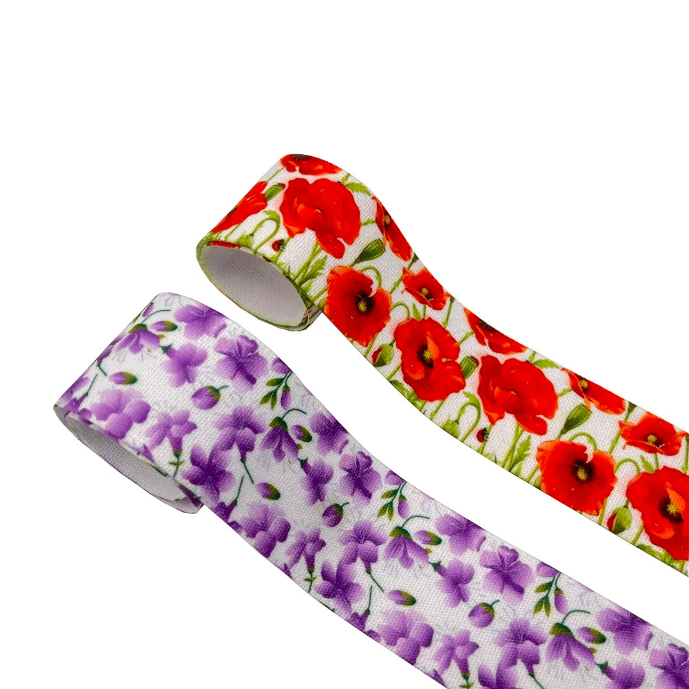 Printed Floral Decorative Elastic - 25mm & 38mm Flowery Waistband Elastic - 2, 5 & 10 Metre Lots