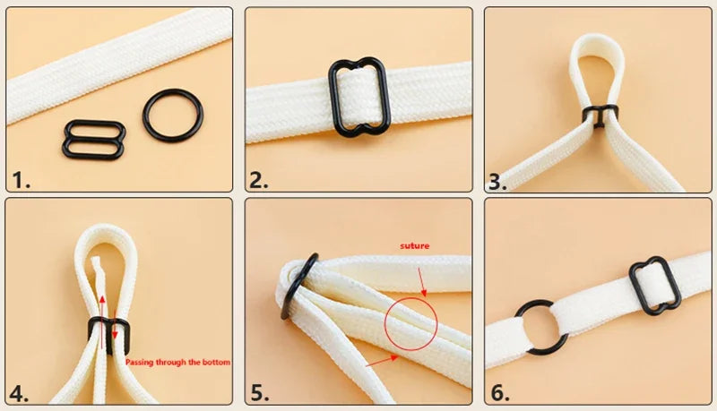 50 Sets O-Ring Metal Bra Buckles - Strap Connectors for Lingerie & Swimwear (6-15mm)