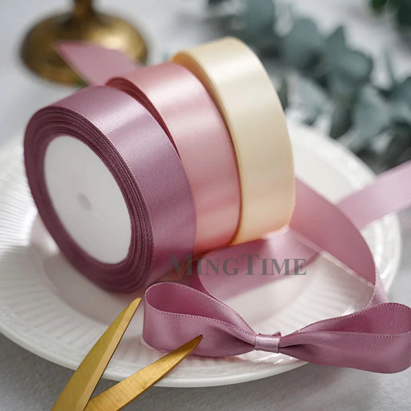 Satin Ribbon 25 Yards - 6-50mm Width Polyester Ribbon for Crafts, Gifts & Weddings