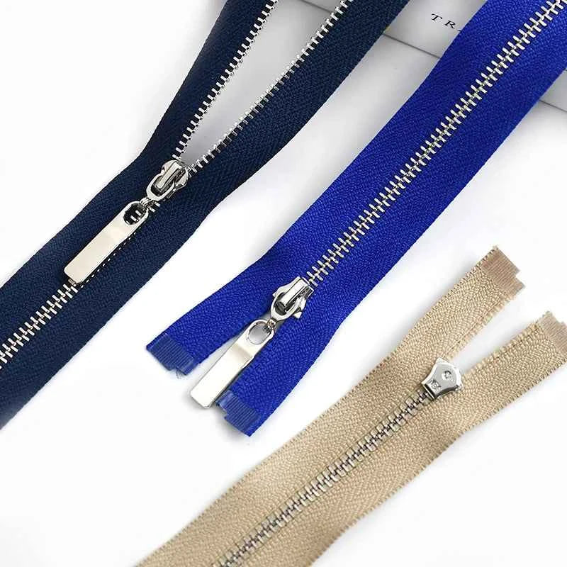 4-Pack 3# Metal Zippers - 15-70cm Close-End & Open-End Zippers for Bags, Garments & Repairs