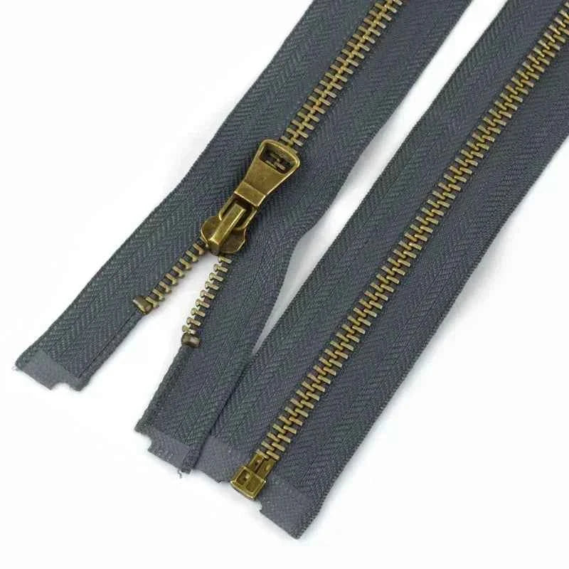 2-5 Pack 5# Bronze Metal Zippers - 50-70cm Open-End Zippers for Jackets & Garments
