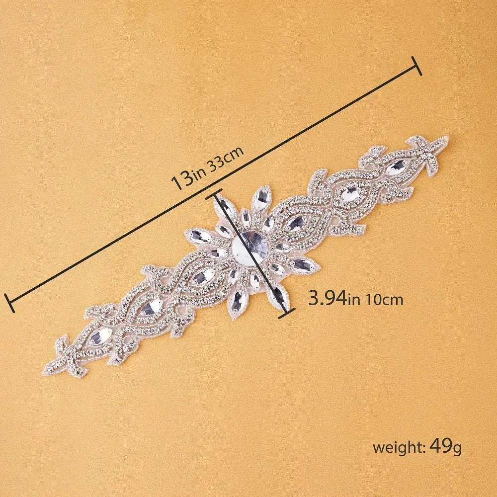 (1 piece) Sew On Strass Applique Rhinestone For Wedding Belt Pearl Patch Crystals Iron On Glass For Bridal Headband Trim