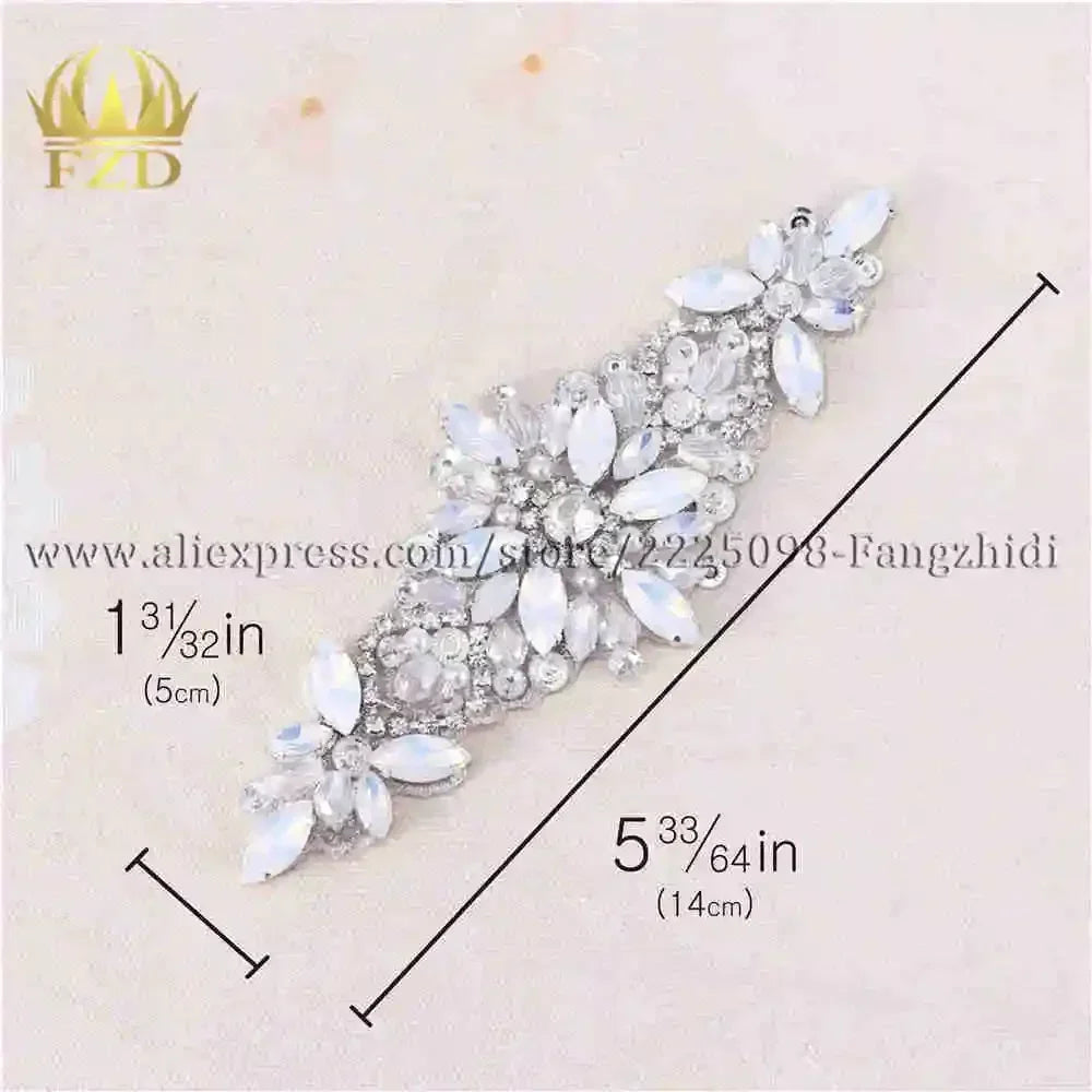 (1 piece) Sew On Strass Applique Rhinestone For Wedding Belt Pearl Patch Crystals Iron On Glass For Bridal Headband Trim