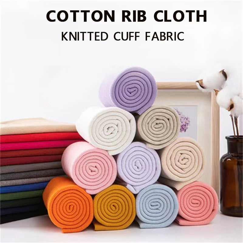 Cotton Stretch Ribbed Knit Fabric - 20cm Wide 110cm Length for Necklines, Cuffs & Hems