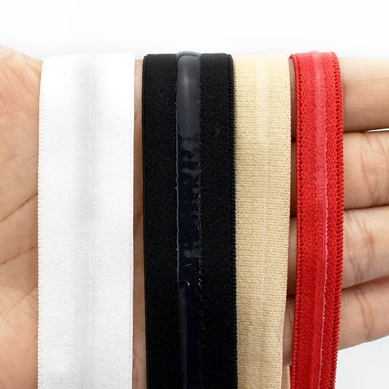 5 or 10 Meters Bra Strap Elastic with Silicone Non-Slip Strip (8-25mm)