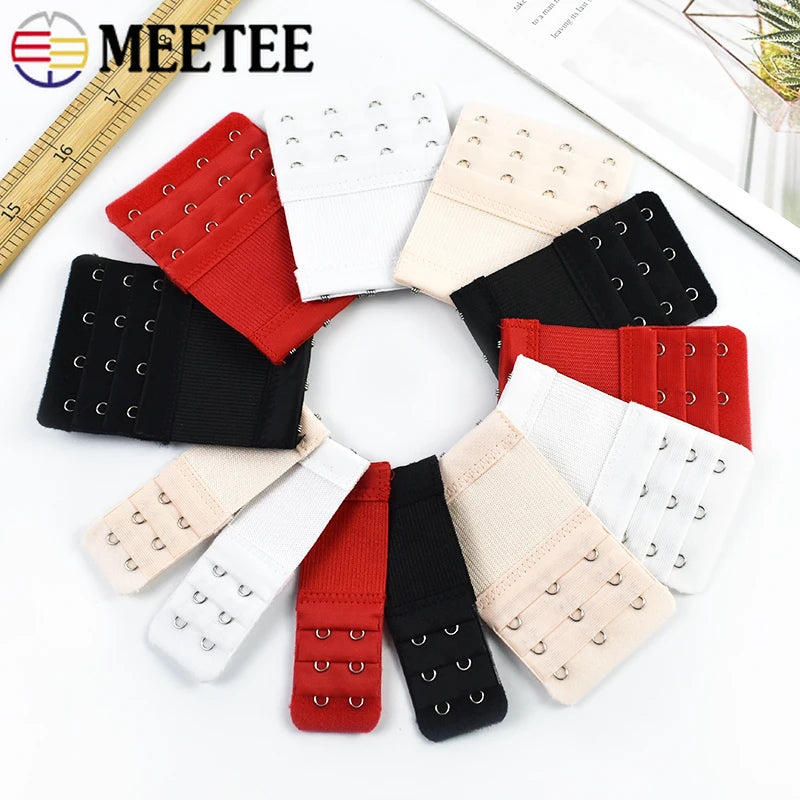 Bra Strap Extension 3-Row Hook & Eye - Adjustable Bra Extenders (2/5/10 Pack)