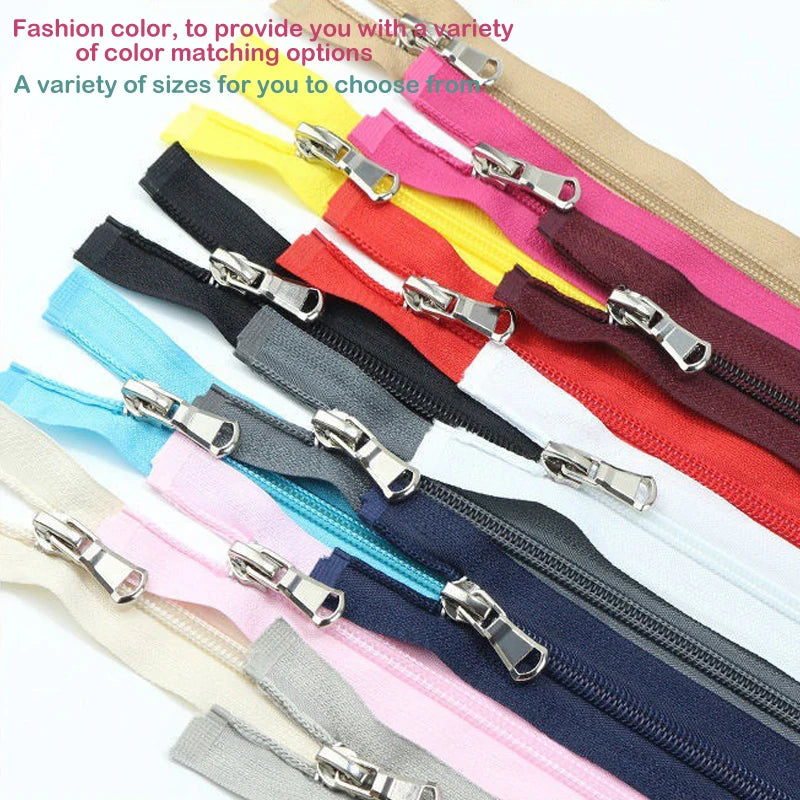 5-Pack Nylon Open-End Zippers - 40-80cm Lightweight Zippers for Jackets & Garments