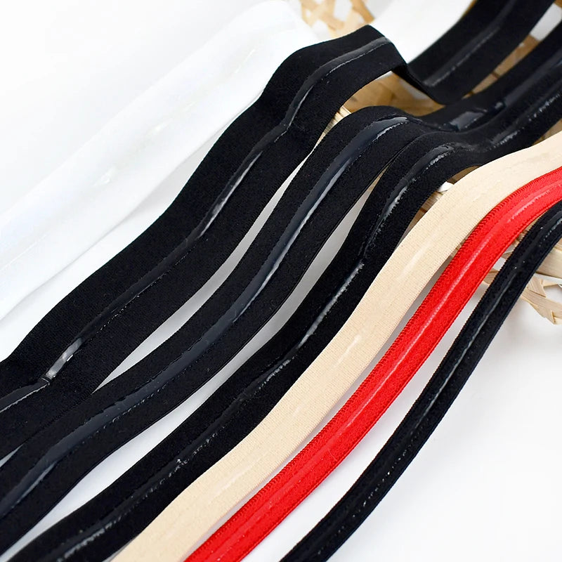 5 or 10 Meters Bra Strap Elastic with Silicone Non-Slip Strip (8-25mm)