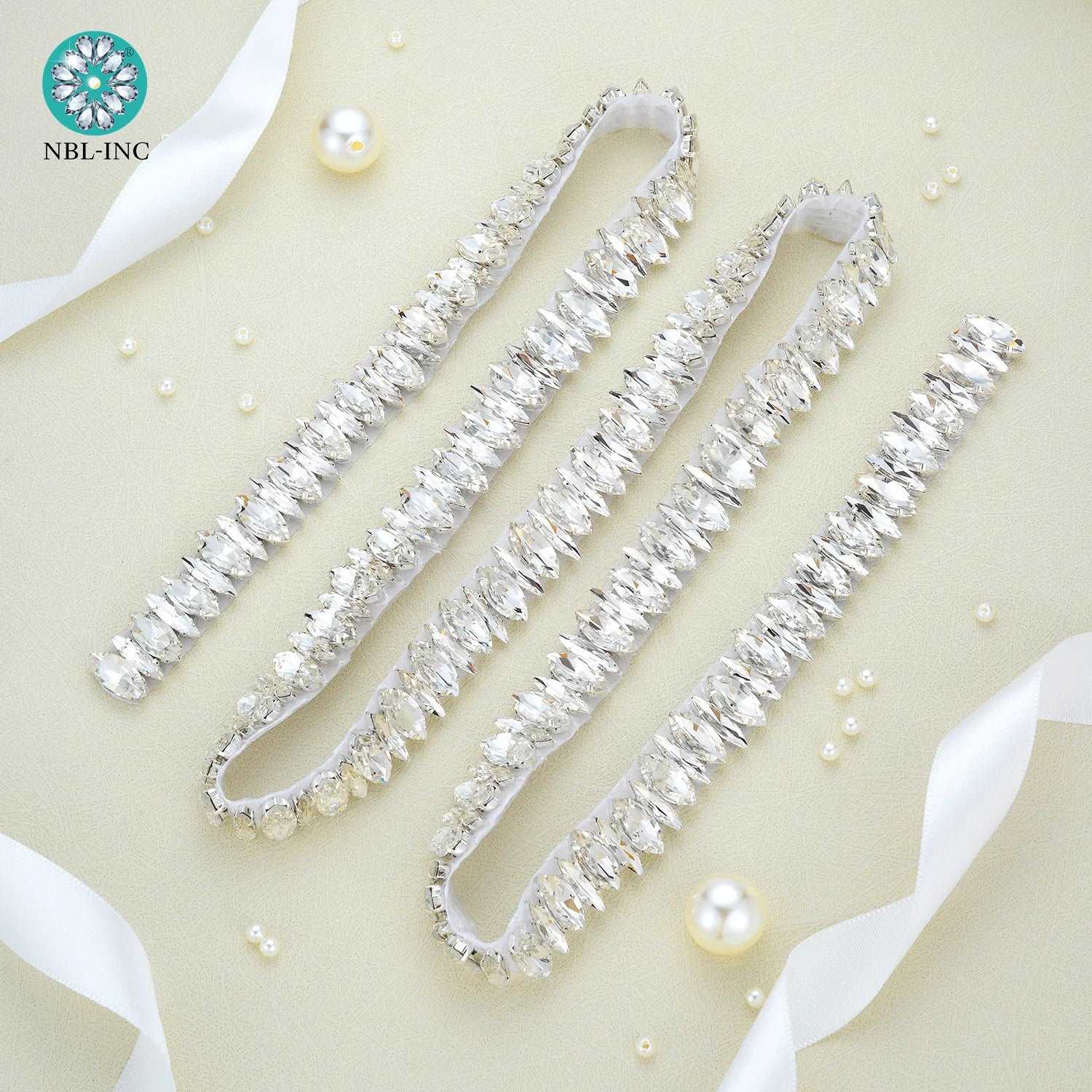 (1 YARD) Silver clear bridal beaded crystal rhinestone applique trim belt gold sewing iron on for wedding dress clothing WDD0278