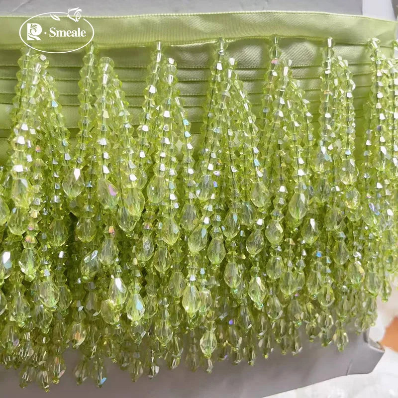 Crystal Tassels Beaded Lace Trim - 1-9 Yards Luxury Hanging Bead Fringe for Clothing & Decor