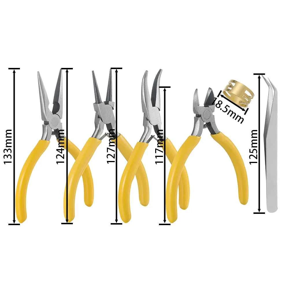 Portable Jewelry Pliers Tool Kit - Needle Nose, Round Nose & Tweezers for Jewelry Making