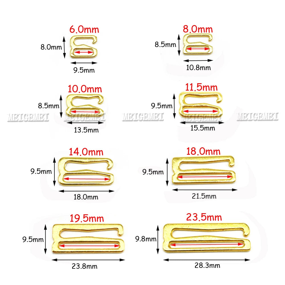 100-Pack Metal Bra Rings & Sliders - Strap Adjusters for Lingerie & Bra Making (6-25mm)