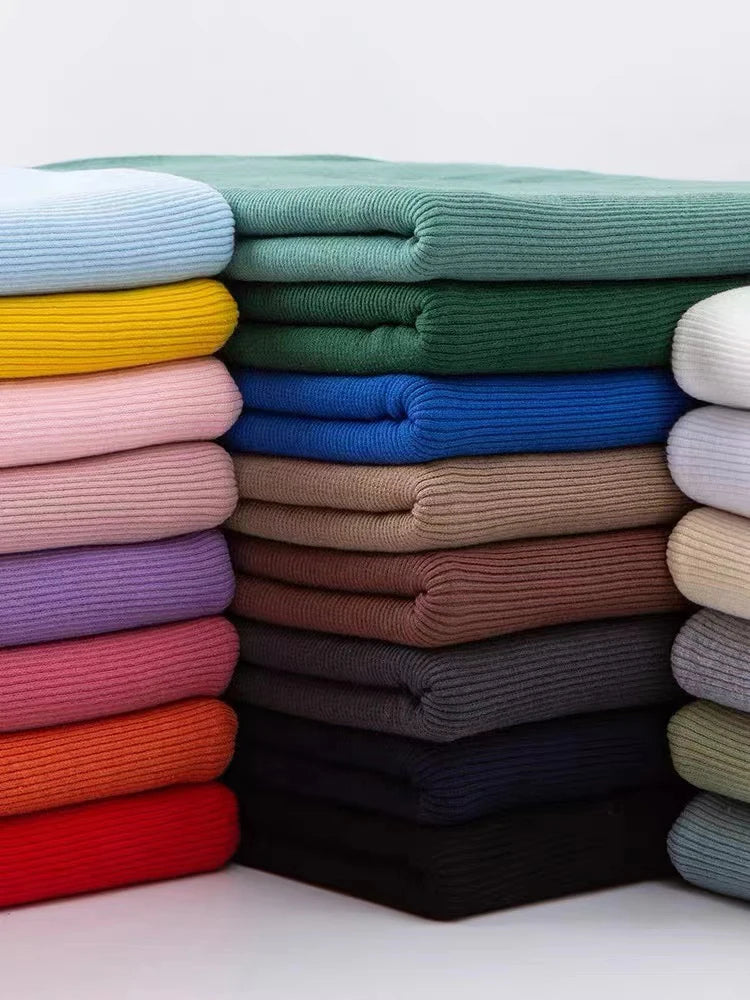 Cotton Stretch Ribbed Knit Fabric - 20cm Wide 110cm Length for Necklines, Cuffs & Hems