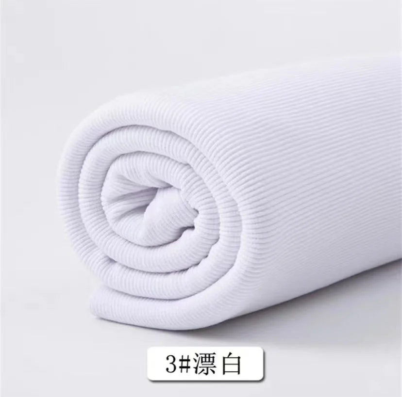 Cotton Stretch Ribbed Knit Fabric - 20cm Wide 110cm Length for Necklines, Cuffs & Hems