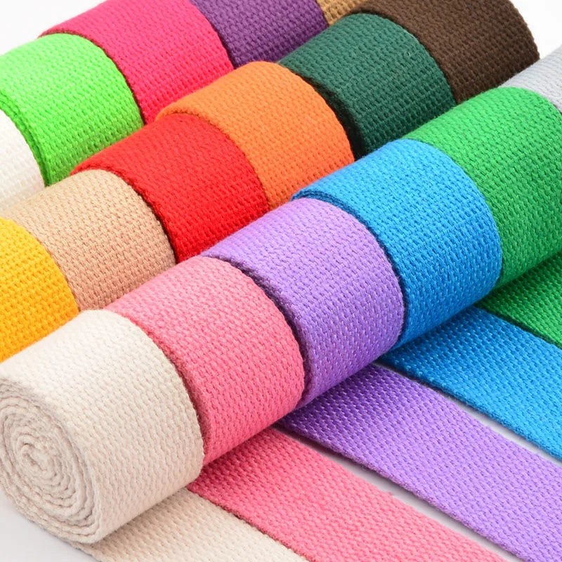 Cotton Webbing Strap 2 Yards - Multiple Widths (25mm-38mm) for Bags, Belts & DIY Crafts