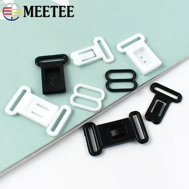 30 or 50 Pieces Plastic Bra Buckles 12.5mm - Adjustable Strap Clasps for Lingerie & Swimwear