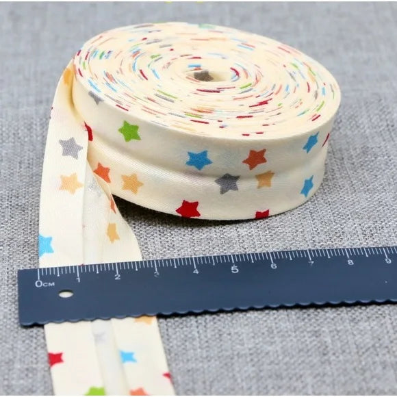 Cotton Bias Binding Tape 20-25mm x 5m - Printed Dots, Stripes & Tartan Patterns