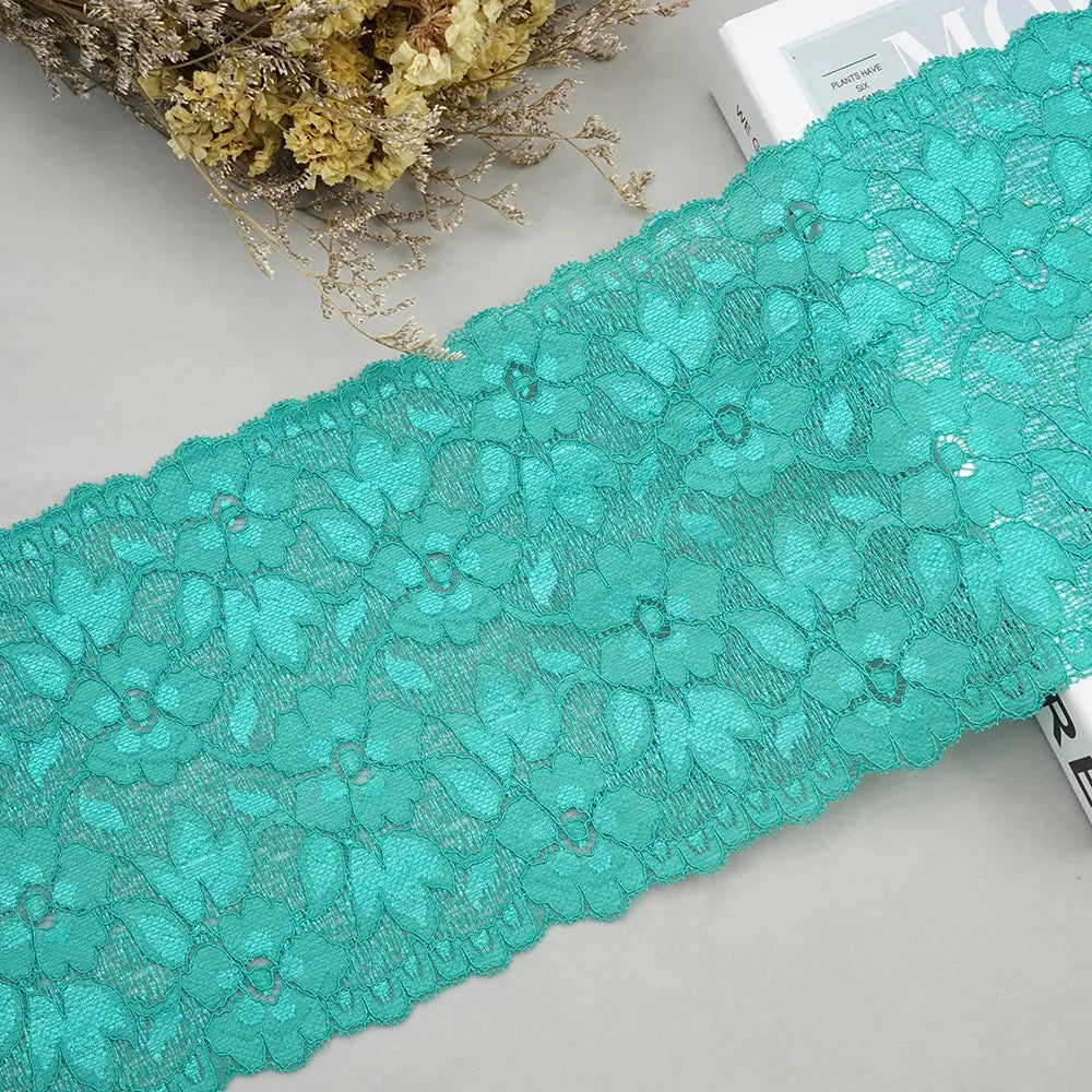 1 Meter Wide Elastic Lace 16cm - Stretchy Floral Embroidered Lace for Clothing & Skirts