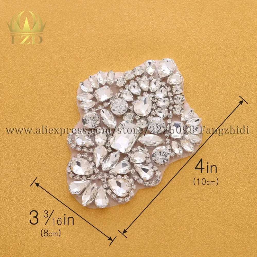 (1 piece) Sew On Strass Applique Rhinestone For Wedding Belt Pearl Patch Crystals Iron On Glass For Bridal Headband Trim