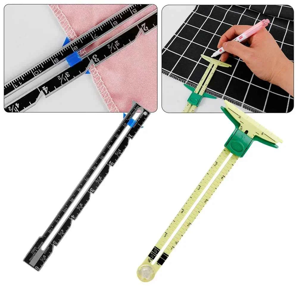 5-IN-1 Sewing Seam Ruler - Multi-Function Measuring Gauge for Quilting & Pattern Drafting