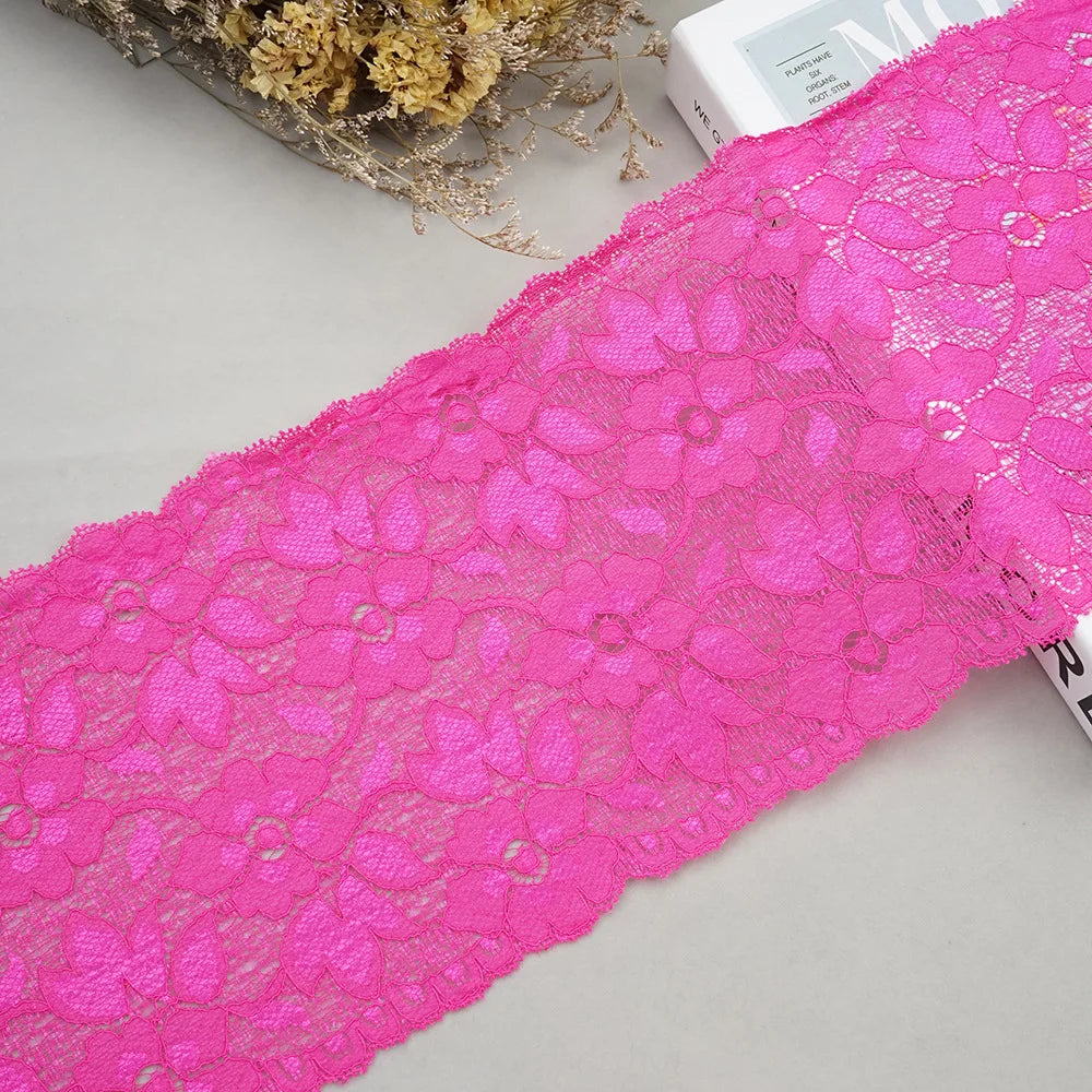1 Meter Wide Elastic Lace 16cm - Stretchy Floral Embroidered Lace for Clothing & Skirts