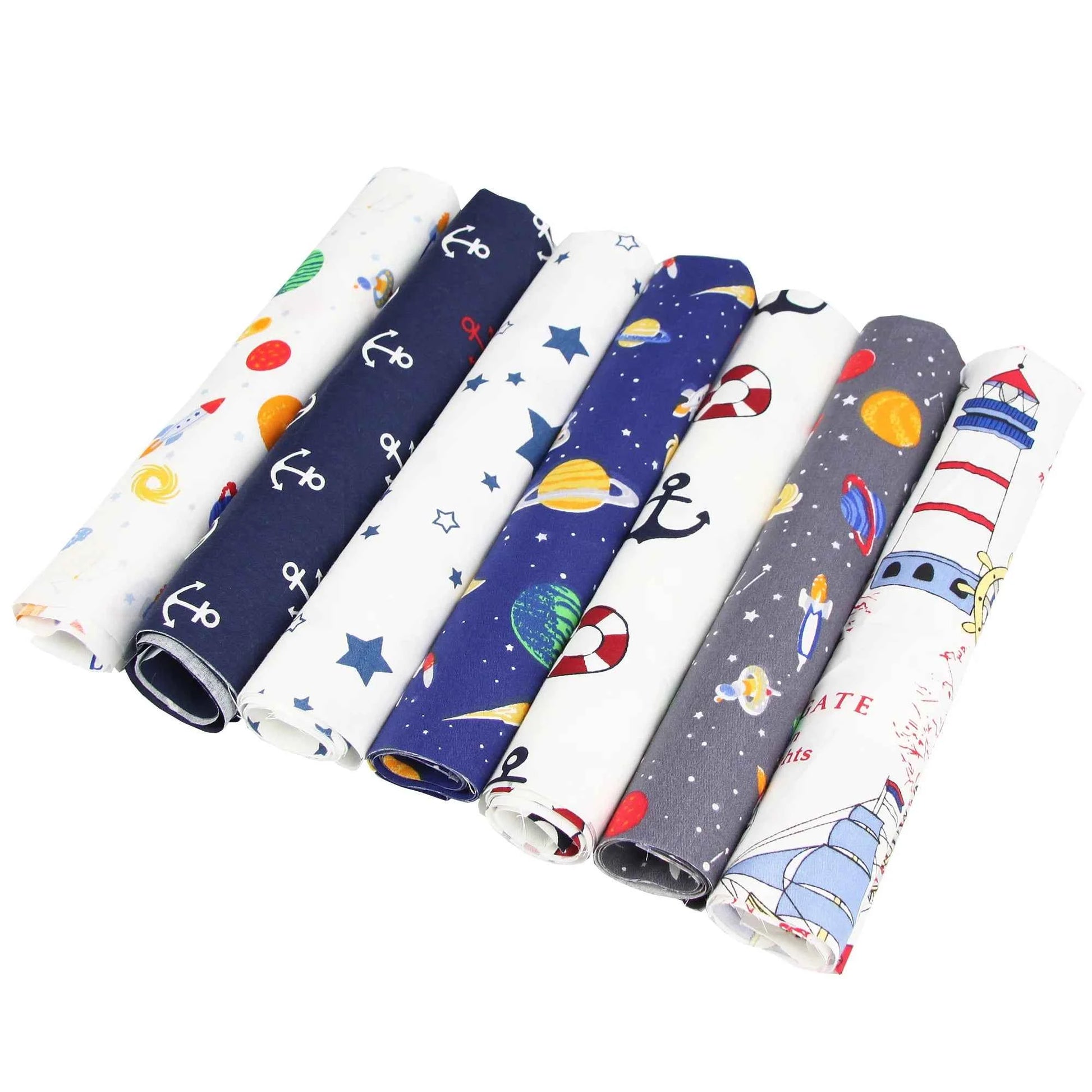 7-Pack Cotton Fabric Squares - Fat Quarters/Charm Packs for Quilting & Patchwork