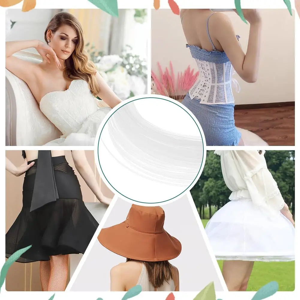 Clear Plastic Corset Boning - Multiple Widths & Lengths (5mm-10mm, 5-20 Yards) for Corsets & Bustiers