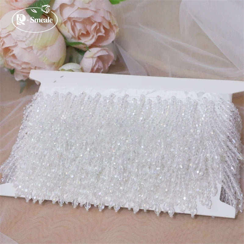 Crystal Tassels Beaded Lace Trim - 1-9 Yards Luxury Hanging Bead Fringe for Clothing & Decor