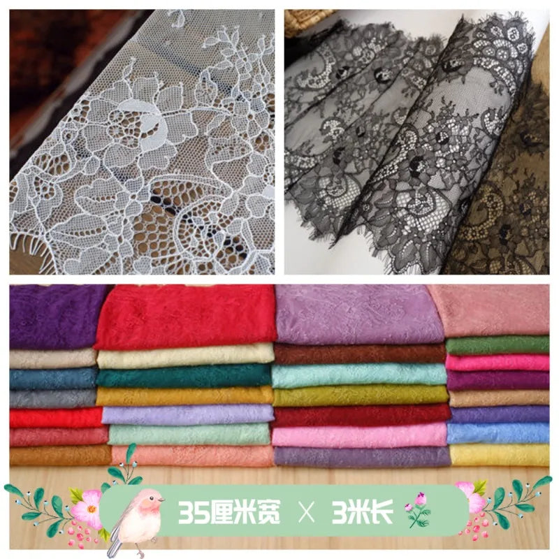 3 Meters Wide Eyelash Lace 35cm - Chantilly Lace Trim for Garments