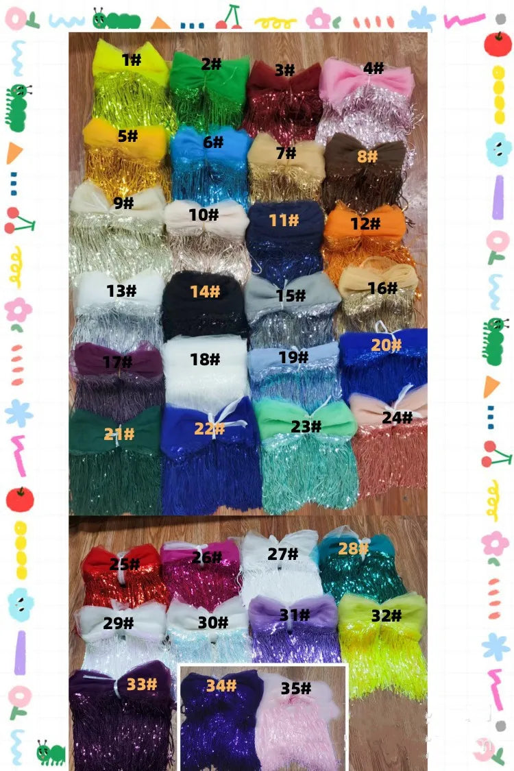 2 Yards Sequin Tassel Lace Ribbon 30cm -  Party Dress Trim
