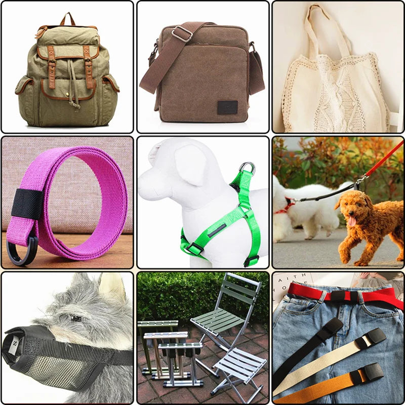 Cotton Webbing Strap 2 Yards - Multiple Widths (25mm-38mm) for Bags, Belts & DIY Crafts