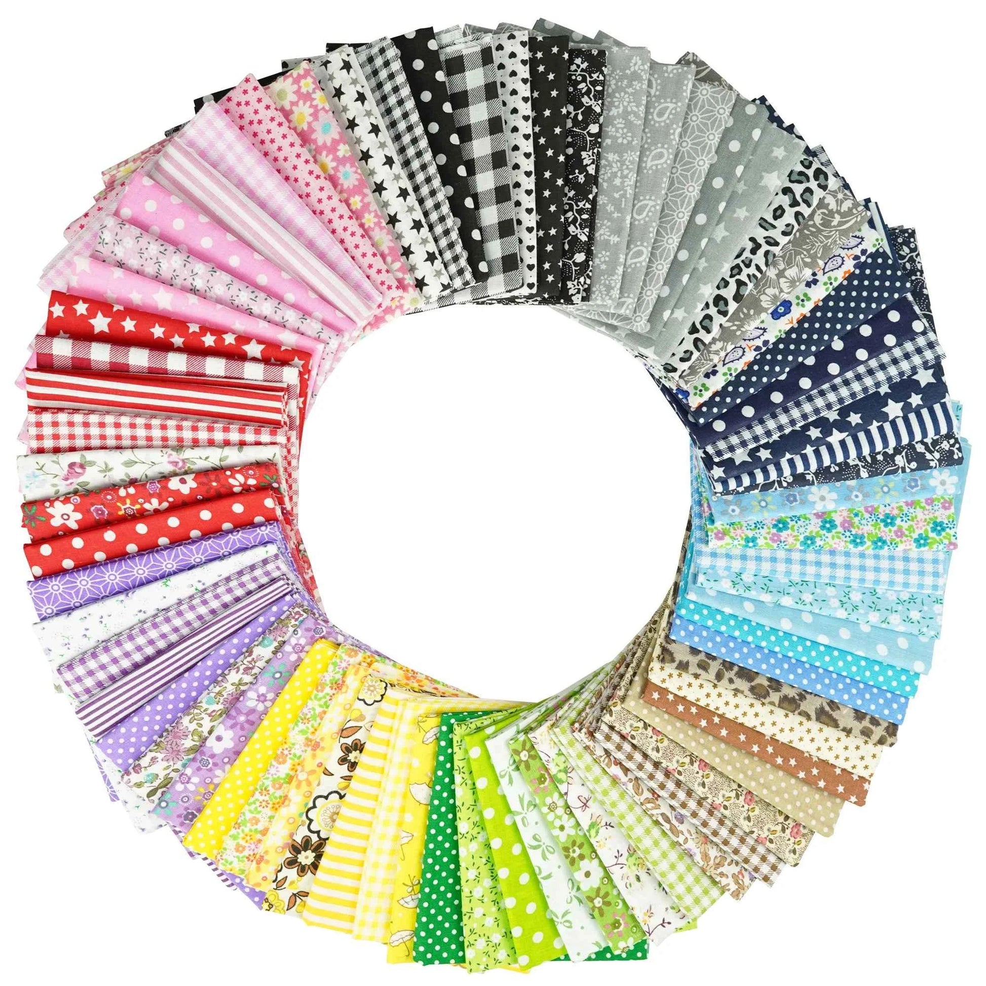 7-Pack Cotton Fabric Squares - Fat Quarters/Charm Packs for Quilting & Patchwork