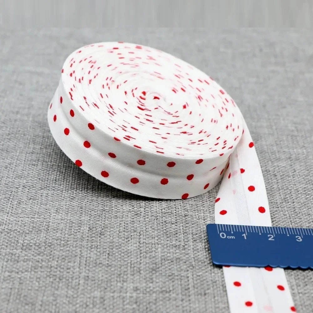 20mm Dot Print Bias Binding Tape 5m or 10m - Cotton Bias Tape for Sewing & Crafts