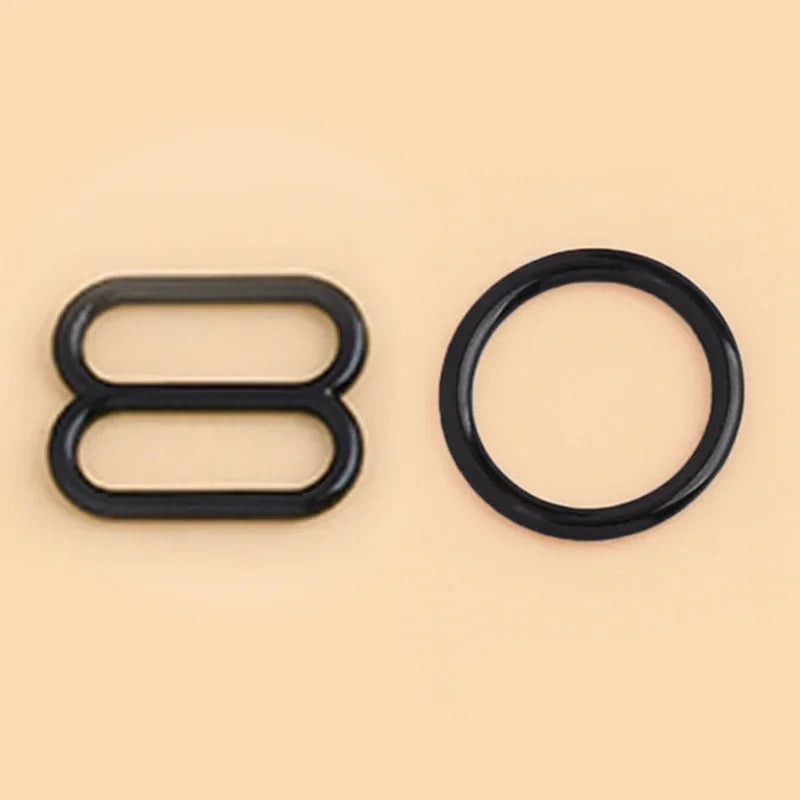 50 Sets O-Ring Metal Bra Buckles - Strap Connectors for Lingerie & Swimwear (6-15mm)