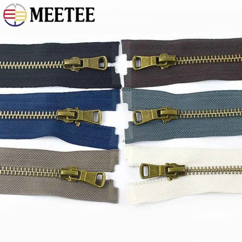 2-5 Pack 5# Bronze Metal Zippers - 50-70cm Open-End Zippers for Jackets & Garments