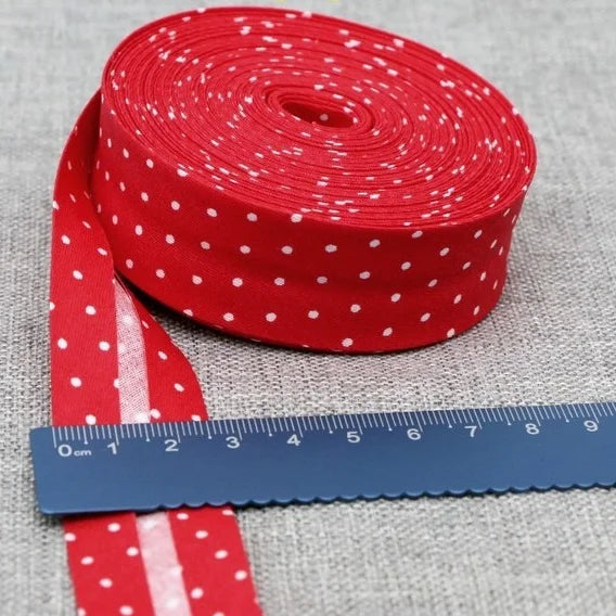 Cotton Bias Binding Tape 20-25mm x 5m - Printed Dots, Stripes & Tartan Patterns