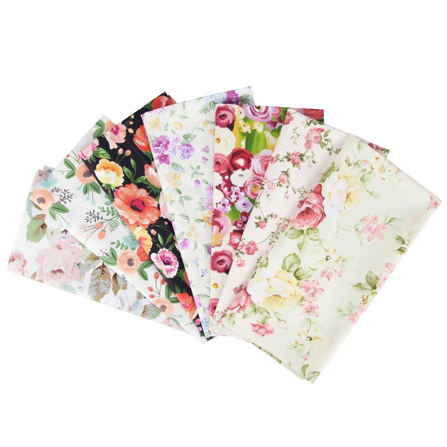 7-Pack Cotton Fabric Squares - Fat Quarters/Charm Packs for Quilting & Patchwork