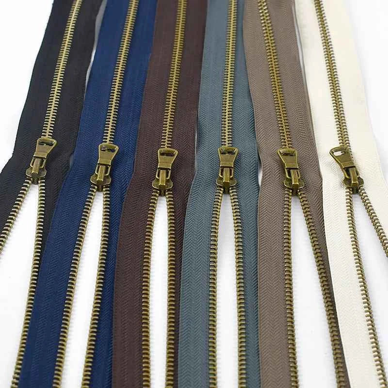 2-5 Pack 5# Bronze Metal Zippers - 50-70cm Open-End Zippers for Jackets & Garments