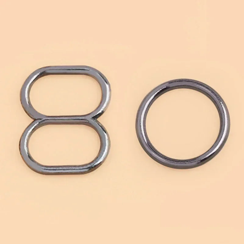 50 Sets O-Ring Metal Bra Buckles - Strap Connectors for Lingerie & Swimwear (6-15mm)