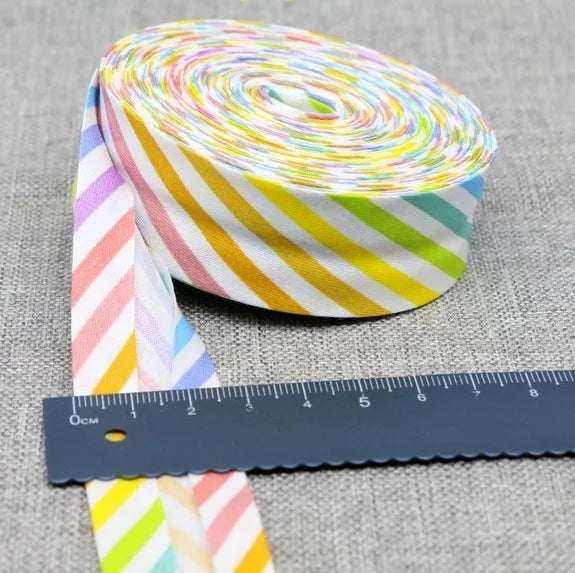 Cotton Bias Binding Tape 20-25mm x 5m - Printed Dots, Stripes & Tartan Patterns